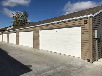 A row of three car garages